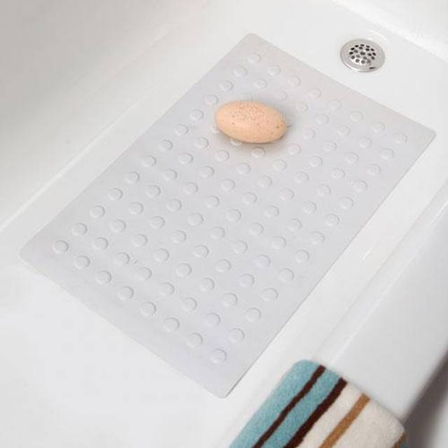 SlipX Solutions White Rubber Bath Safety Mat Provides Essential Coverage & Reliable Slip-Resistance in Tubs & Showers (14 x 22 Inch  100 Suction Cups