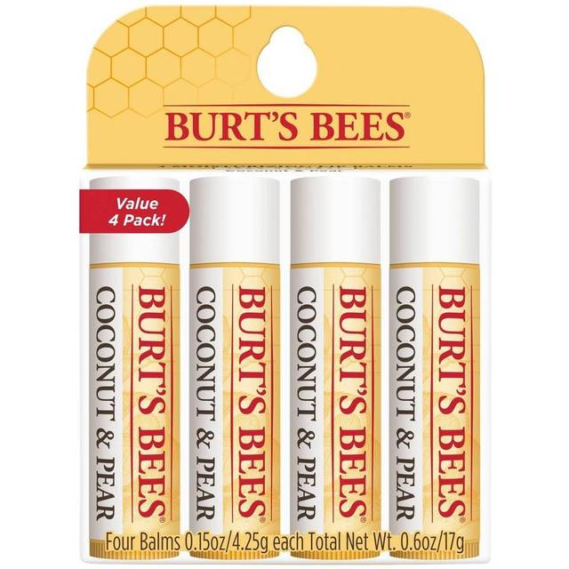 Burt's Bees 100% Natural Moisturizing Lip Balm  Coconut & Pear with Beeswax & Fruit Extracts - 4 Tubes