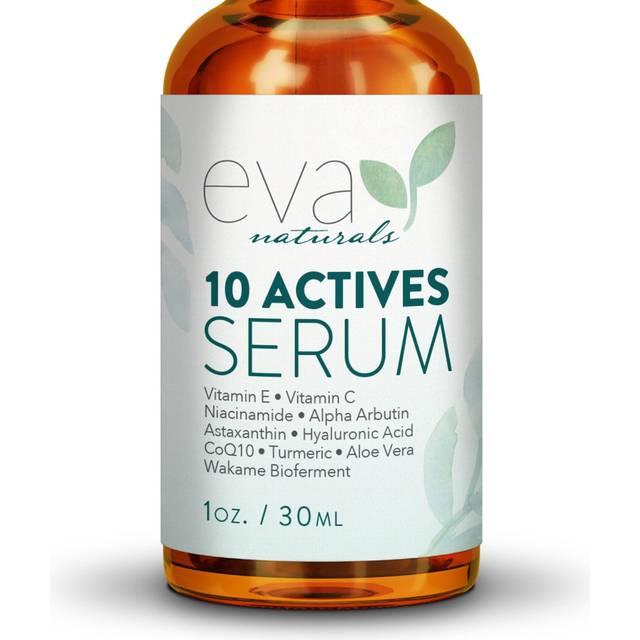 Eva Naturals 10 Actives Skin Serum (1oz) - Fine Line, Dark Spot Remover for Face - With Niacinamide, Hyaluronic Acid, Vitamin C and Vitamin E - Premiu