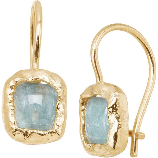 Silpada 'Mediterra' Natural Aquamarine Drop Earrings 14K Gold on Sterling Silver - Blue