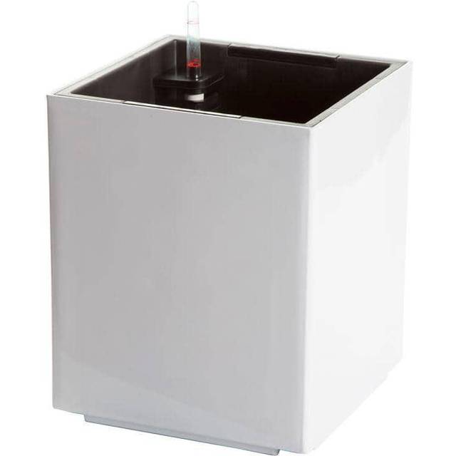 Algreen 12401 Self Watering Modena Cube Planter, Gloss White