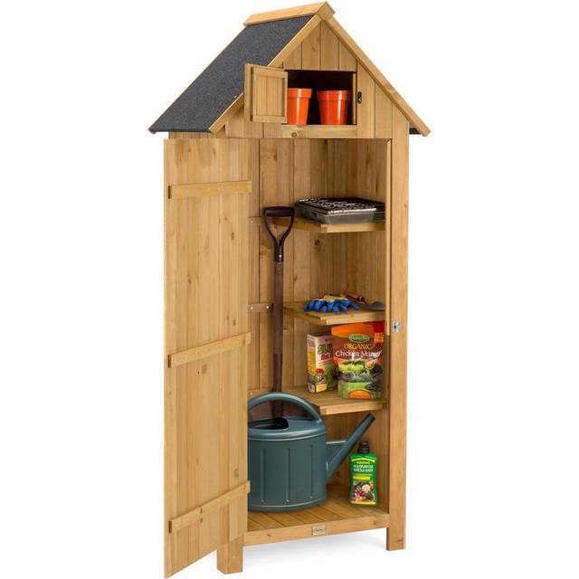 Small Garden Shed Slim Compact Wooden Outdoor Storage Lockable Door 6ft Christow - Brown - One Size