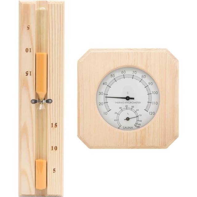 vidaXL 2 in 1 Sauna Hygrothermograph and Sand Timer Set Solid Wood Pine