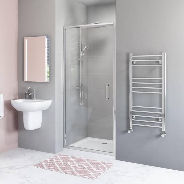 760mm Chrome Hinged Shower Door 6mm Glass - Carina