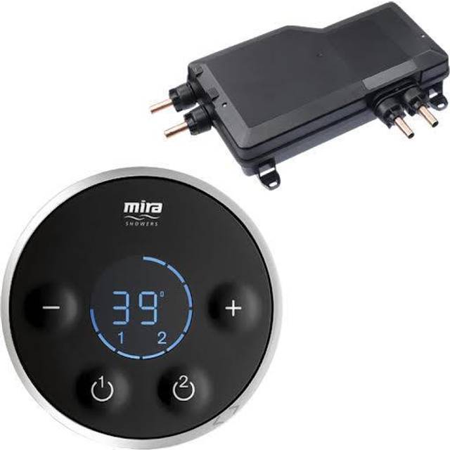 Mira Platinum Digital Dual Concealed Shower Valve, Remote Control - Pumped For Gravity - Black