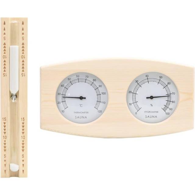 vidaXL 2 in 1 Sauna Hygrothermograph and Sand Timer Set Solid Wood Pine