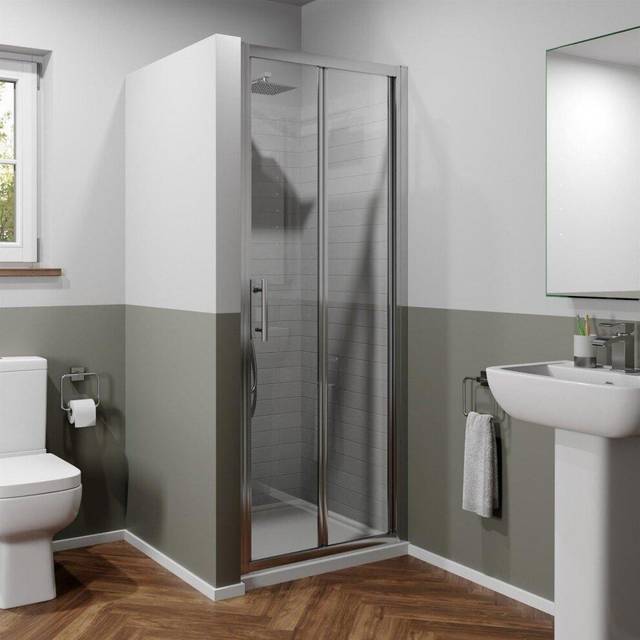 1000 x 800mm Bi Fold Shower Door Walk In Enclosure Framed 6mm Glass Tray & Waste