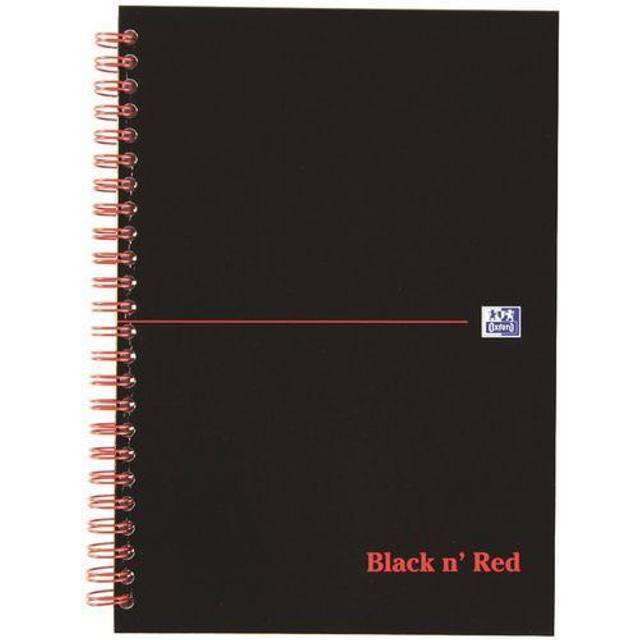 OXFORD Notebook Black n' Red A4 Ruled Spiral Bound Cardboard Hardback Black, Red 140 Pages 70 Sheets Pack of 7