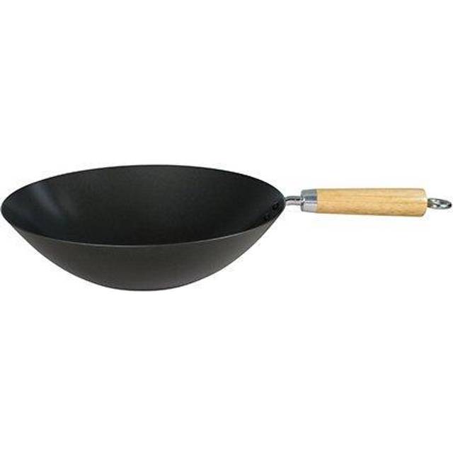 Dexam 12"/30Cm Heavy Gauge Non-stick Carbon Steel Wok, Black