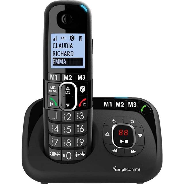 Atlinks Big Button 1580 Voice Portable DECT Phone Black, Black