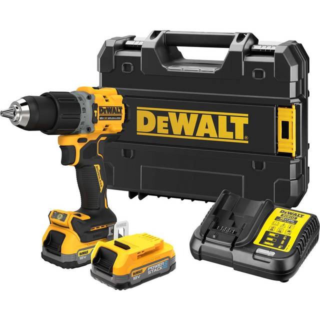 DeWALT DCD805E2T-GB 18V XR Brushless Combi Hammer Drill With 2x Compact Powerstack Batteries