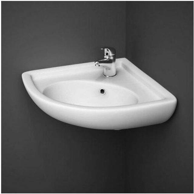 RAK Ceramics Compact Corner Basin with 1 Tap Hole | White | 440mm x 195mm x 360mm