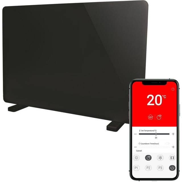 Igenix Smart Horizontal Oval Panel Radiator - Black (43mm H X 82mm W X 6.6mm D)
