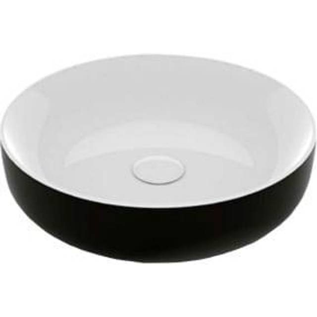 Wickes Meta Round Black and White Countertop Basin - 450mm - Black & White