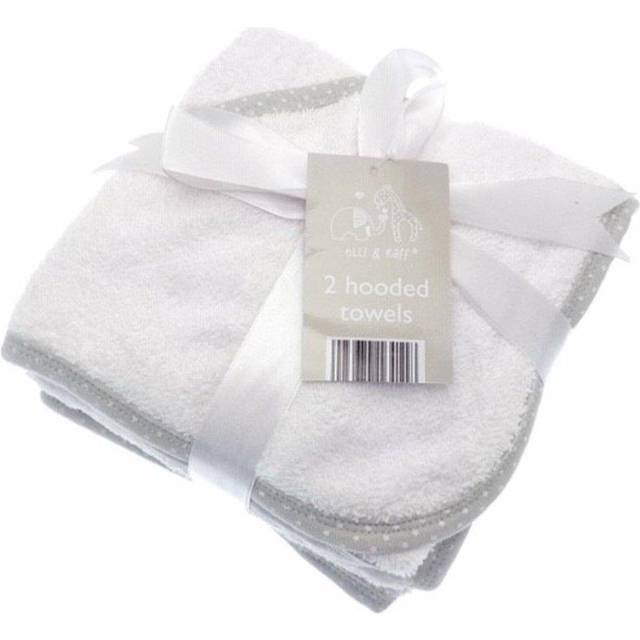 Pack Of 2 Hooded Towels Baby Bathtime 100% Cotton Square 75cm - White