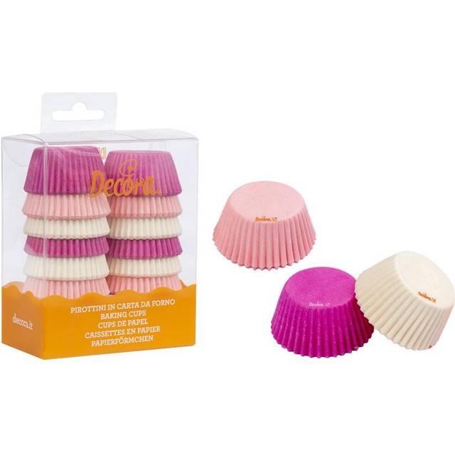 Decora 0339749 Cf. 200 White/Pink/Fucsia Mini Muffin Baking Cups 32 X 22 Mm