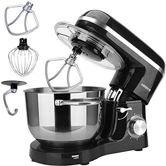Stand Mixer 1500 w with 6 l stainless steel mixing bowl, incl. whisk, dough hook, flat beater and splash guard, 6 speed settings and pulse function