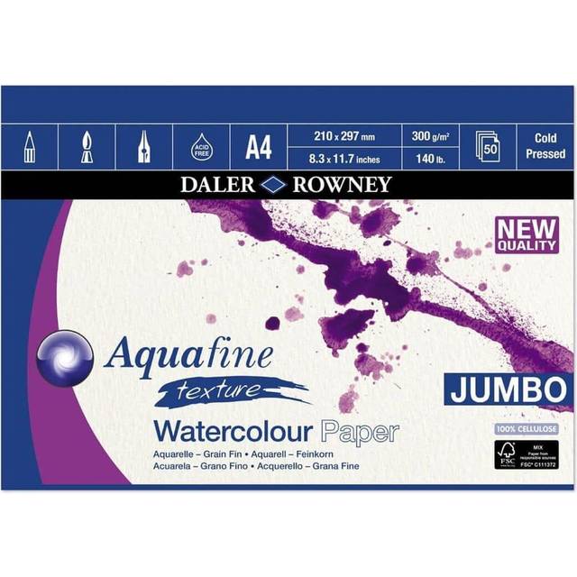 Daler-Rowney Aquafine Watercolour Jumbo Pad Smooth 50 Sheets - A4
