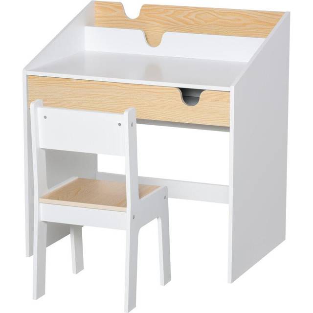 HOMCOM Two-piece Kids Desk And Chair Set, White