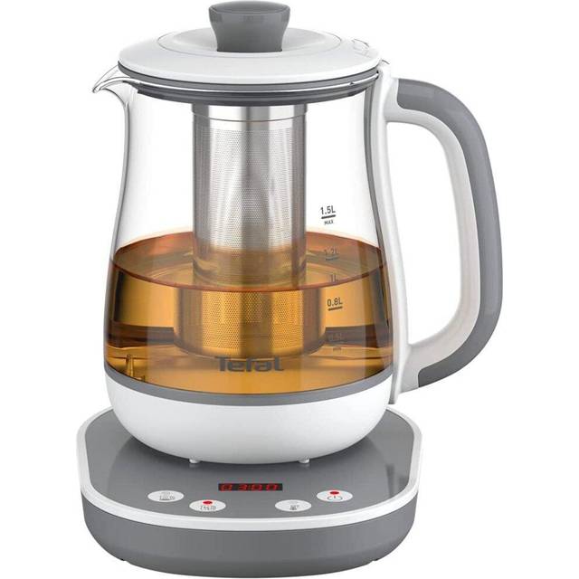 Tefal Tastea temaskin, 8 temperaturinställningar, kapacitet på 1,5 l, avtagbar tekorg i rostfritt stål, varmhållande, slitstark glaskropp, fristående bas BJ551B10