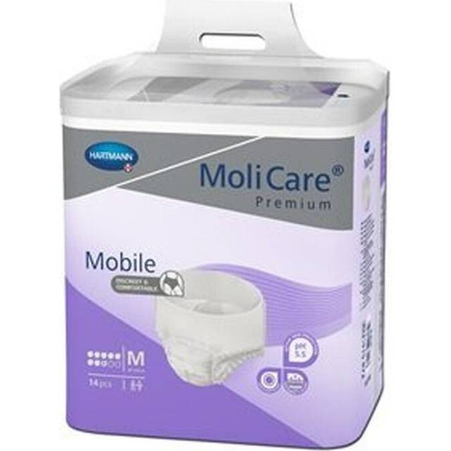 MoliCare Premium Mobile Engångsbyxor: Diskret användning vid inkontinens för kvinnor och män; 8 droppar, storlek L (100–150 cm höftomkrets), 14 stycken