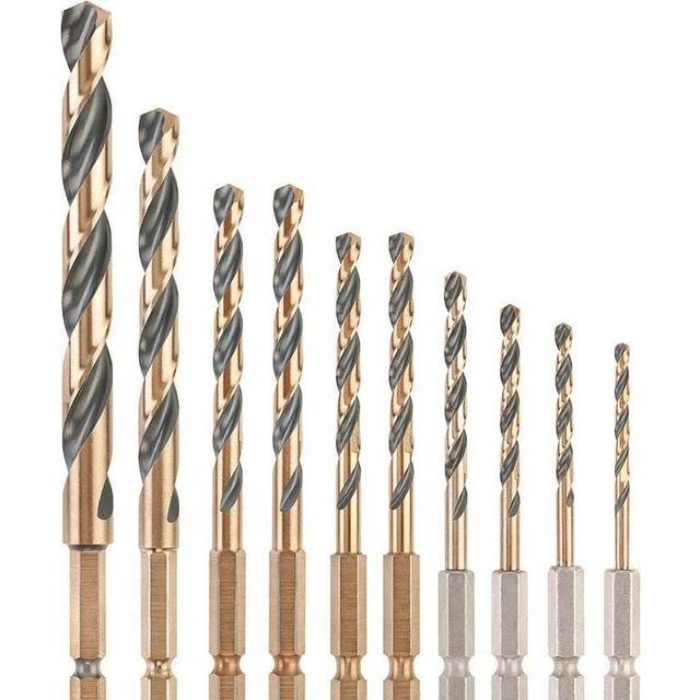 DeWalt 10 Piece Black and Gold Impact Hex HSS Drill Bit Set