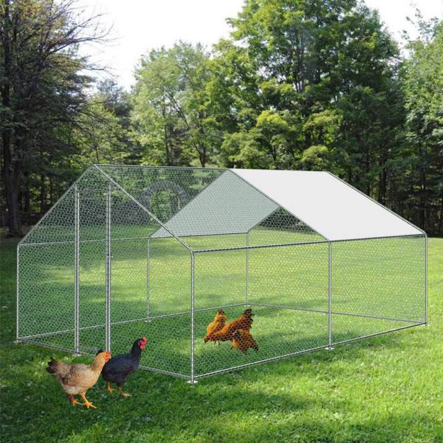 KCT 4x3m Walk in Pet Run Chicken Coop Enclosed Dog Kennel Rabbit Cage Pen with Cover