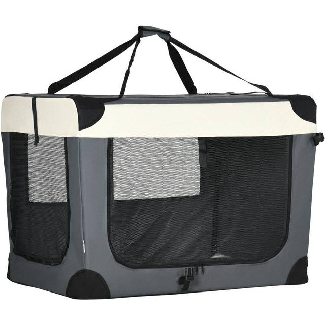 PawHut 91cm Foldable Pet Carrier Bag Soft Travel Dog Crate for Large Dogs Grey | TJ Hughes