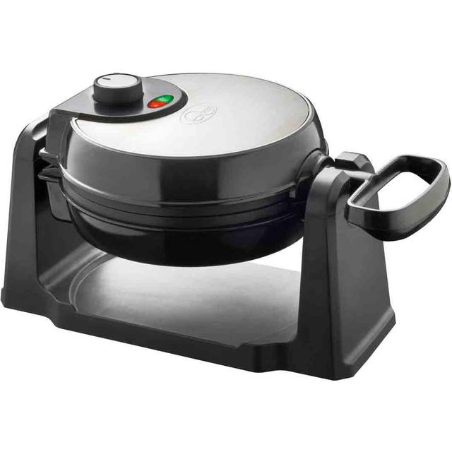 Quest Black and Silver 4 Slice Rotating Waffle Maker 1000W - 37 x 16 x 25cm