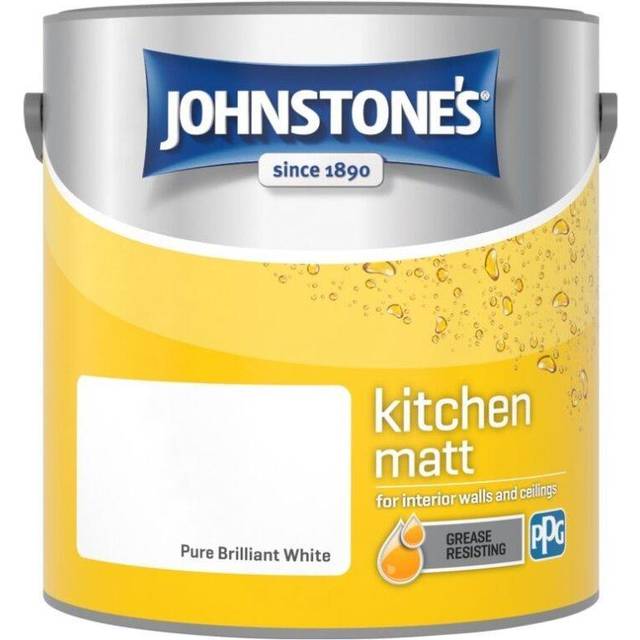 Johnstone's Kitchen Pure Brilliant White Matt Emulsion Paint 2.5L - JOHNSTONES