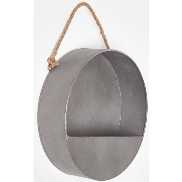 Homescapes Medium Round Metal Hanging Wall Planter Pot Decoration 30cm - Grey