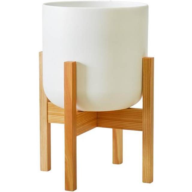 Lisbon Plant Pot With Stand - White