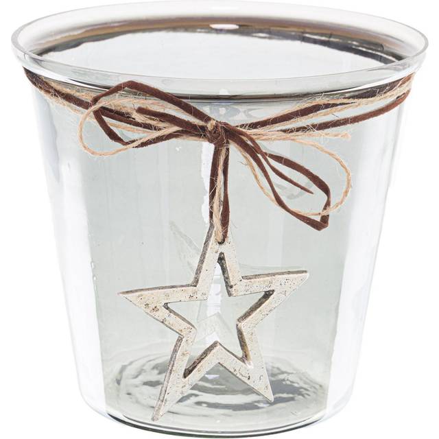 Hill Interiors - Smoked Midnight Hammered Star Large Candle Holder - Glass - L16 x W16 x H14 cm - Grey