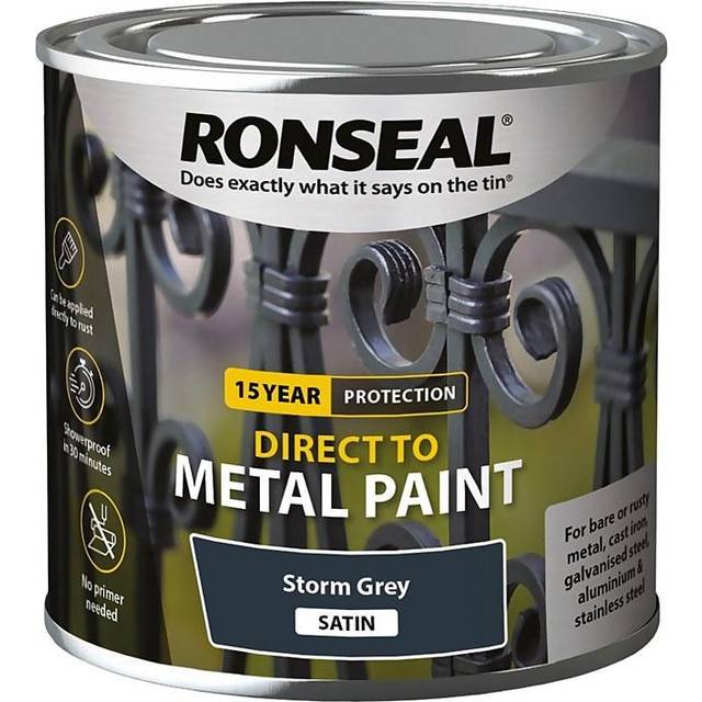 Ronseal 39191 Direct to Metal Paint Storm Grey Satin 250ml