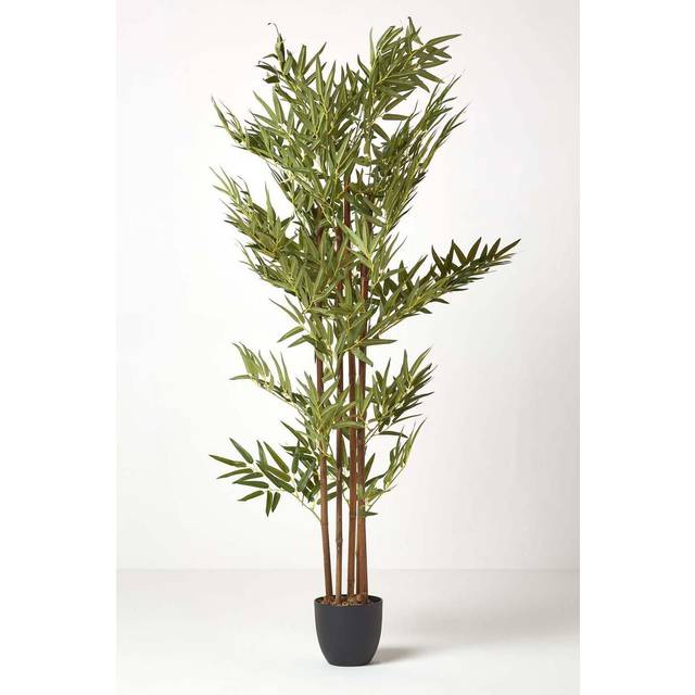 Homescapes Artificial Bamboo Plant in Pot with Real Bamboo Stems, 155cm - Green