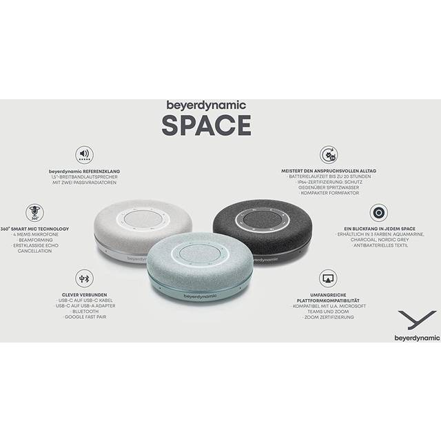 beyerdynamic SPACE handsfree-lösning för hemmakontor och kontor, utmärkt ljud för musik, ljud- och eko-dämpning