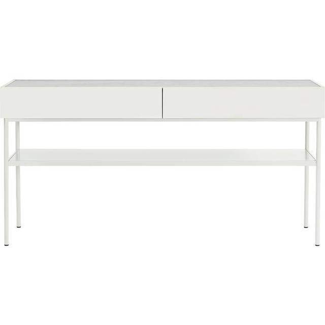 Asplund Luc 160 konsolbord vitbetsad ek (p2), marmorskiva, stativ white