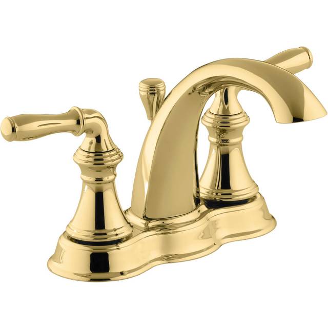 KOHLER 393N4PB Devonshire Centerset 4 inch Bathroom Faucet with PopUp Drain Assembly  2Handle Bathroom Sink Faucet  12 gpm