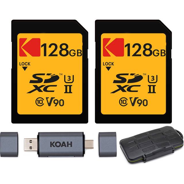 Kodak 128GB UHS-II U3 V90 Ultra Pro SDXC Memory Card - Up to 3000MB/s Read Speed and 270MB/s Write Speed