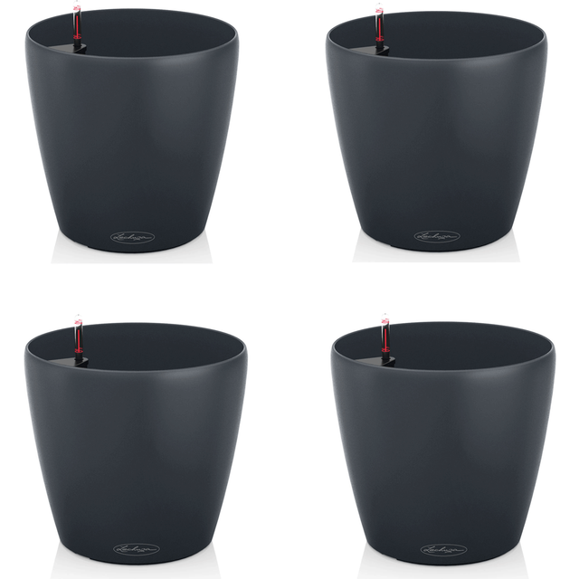 (Slate, D19 H17 cm) LECHUZA CLASSICO Color Round Poly Resin Self-watering Planter