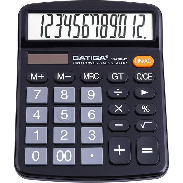 12 Digit Desktop Calculator with Large LCD Display and Sensitive Button, Dual Solar Power and Battery, Standard Function for Office, Home, School,