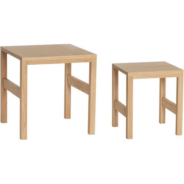 Hübsch - Puzzle Tables Natural (set of 2) - Sidobord - Natur - 32 x 32 x H37 cm, 40 x 40 x H42 cm
