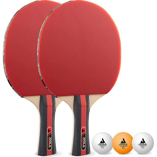 JOOLA Bordtennis set hästhuvud 2 bordtennisracket 3 bordtennisbollar 40 mm, röd/svart, 5 delar