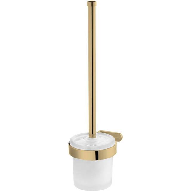 Toilet Brush + Cup Glass Gold Finished Zamak Wall Mounted