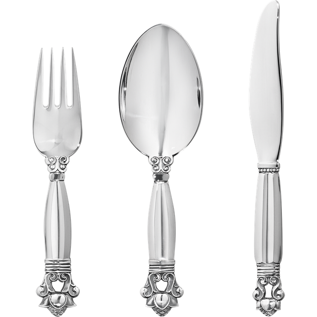 Georg Jensen Konge børnebestik sæt, 3 dele i sølv