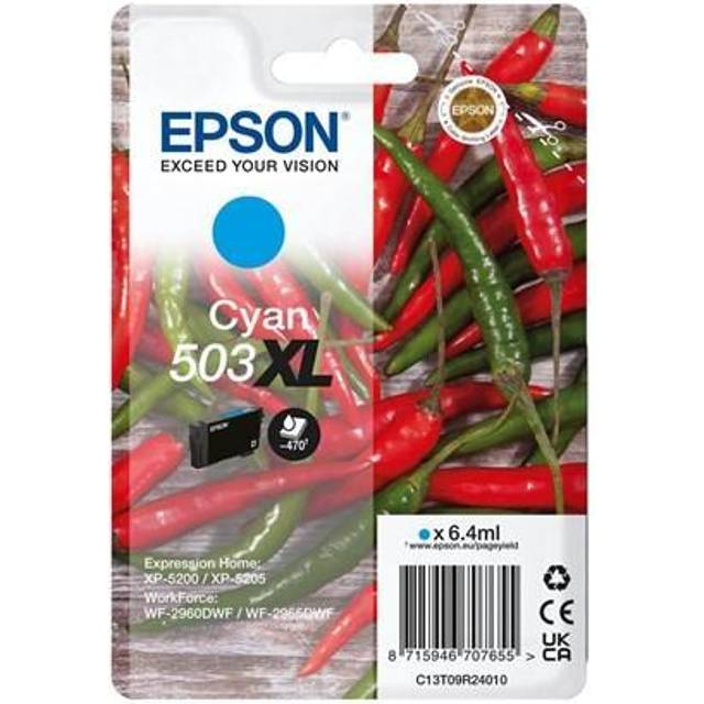 Epson 503XL - 6.4 ml - XL - cyan - original - blister med RF-larm/akustiskt larm - bläckpatron - för Expression Home XP-5200, XP-5205, WorkForce WF-2960DWF, WF-2965DWF