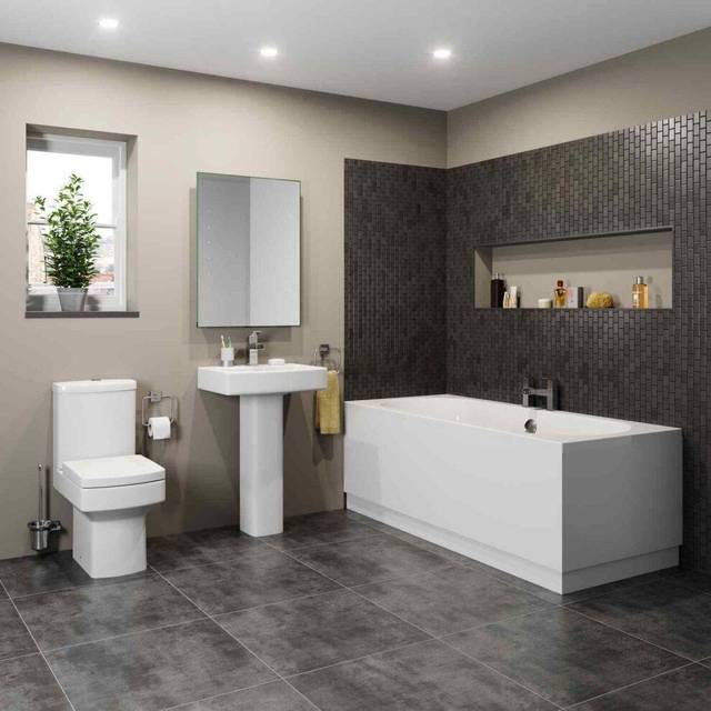 Bathroom suite 1700x700mm double ended curved bath cl coupled toilet basin
