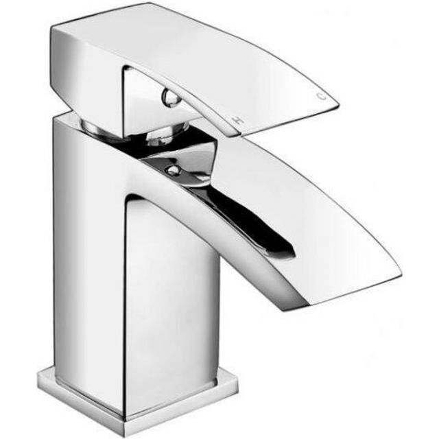 Rak Ceramics - Amy Curved Basin Mono Mixer + free Click Waste - Solid Brass Chrome Bathroom