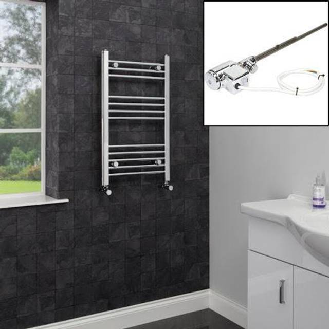 Duratherm Dual Fuel Heated Towel Radiator 750 x 600mm Flat Thermostatic