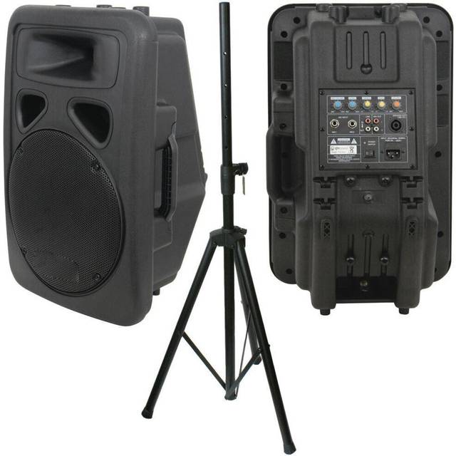 80w 8" active karaoke speaker & heavy duty dj pa stand moulded amp system